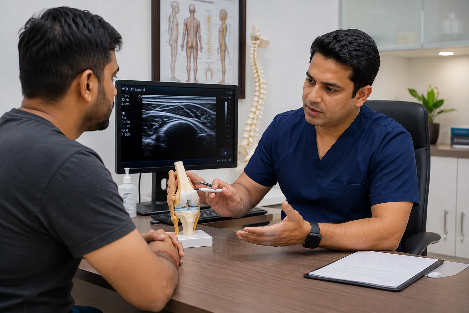 Patient consulting with a doctor before treatment